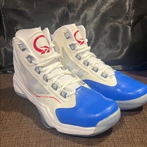 Vintage Iverson Reebok Q96 White, Blue & Red High-Top Basketball Sneakers
